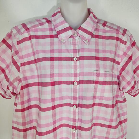 Cabin Creek Womens Shirt 14P Wrinkle Free Stain Release Button Checked Short Slv - Picture 3 of 9